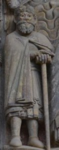 This is Dadon, the founder of the first oratory at Conques. He was a hermit and this is shown by his T-shaped stick